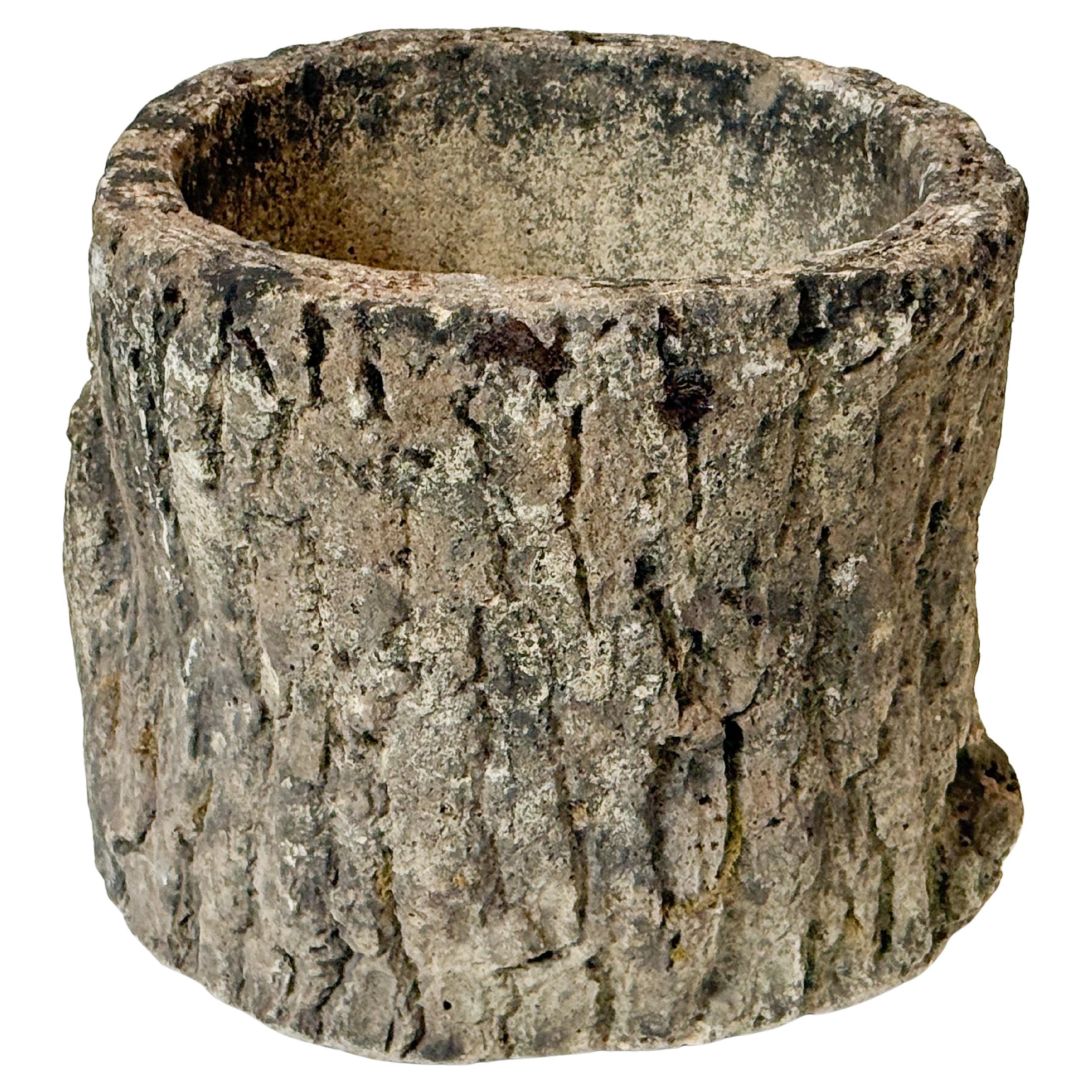 Faux Bois Planter Urn or Garden Pot in Shape of Tree Trunk (Two Available) For Sale