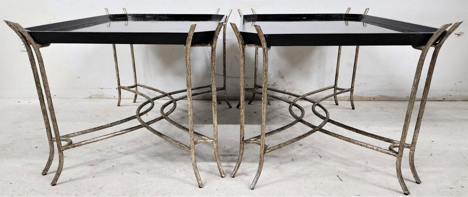 Faux Bois Side Coffee Tray Tables by Dennis & Leen Set of 2 In Good Condition For Sale In Lake Worth, FL