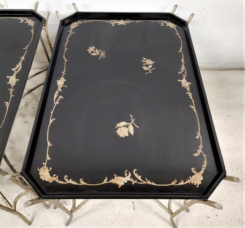 Faux Bois Side Coffee Tray Tables by Dennis & Leen Set of 2 For Sale 2