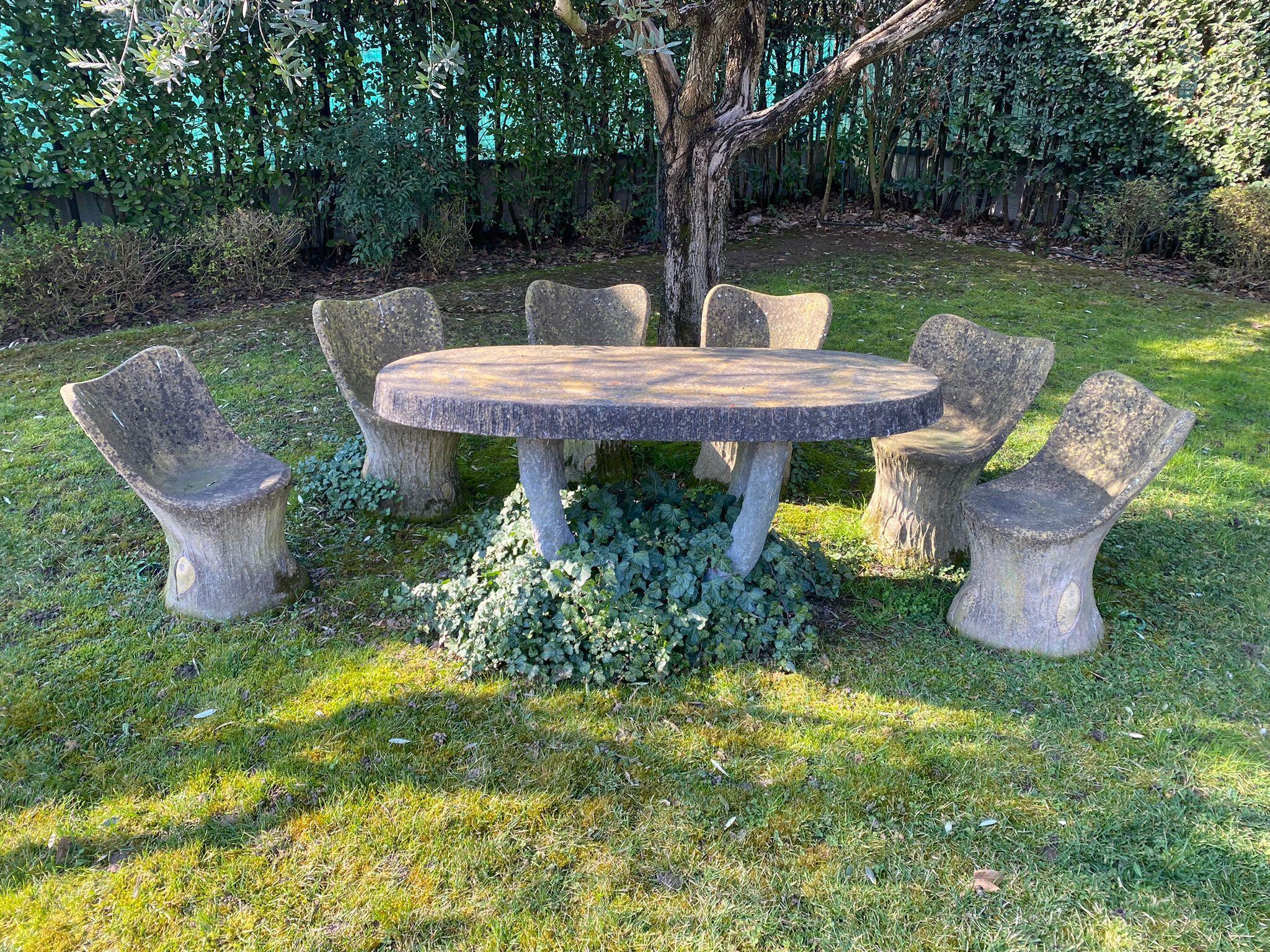 Other Faux Bois Six Chairs Dining Set, Italy, 1920's