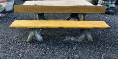 Faux Bois Tree Look Garden Bench Yellow Painted Seat
