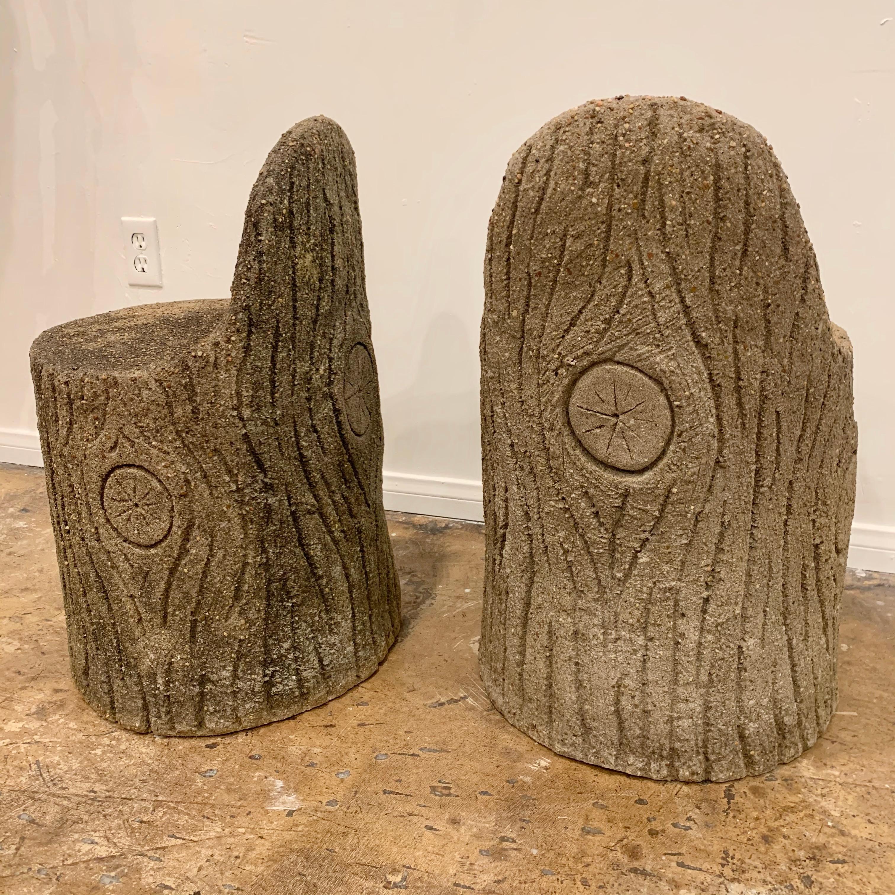 Late 20th Century Faux Bois Tree Stump Chairs