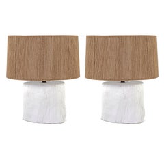 Faux Bois 'Tree Stump' White Plaster Lamp