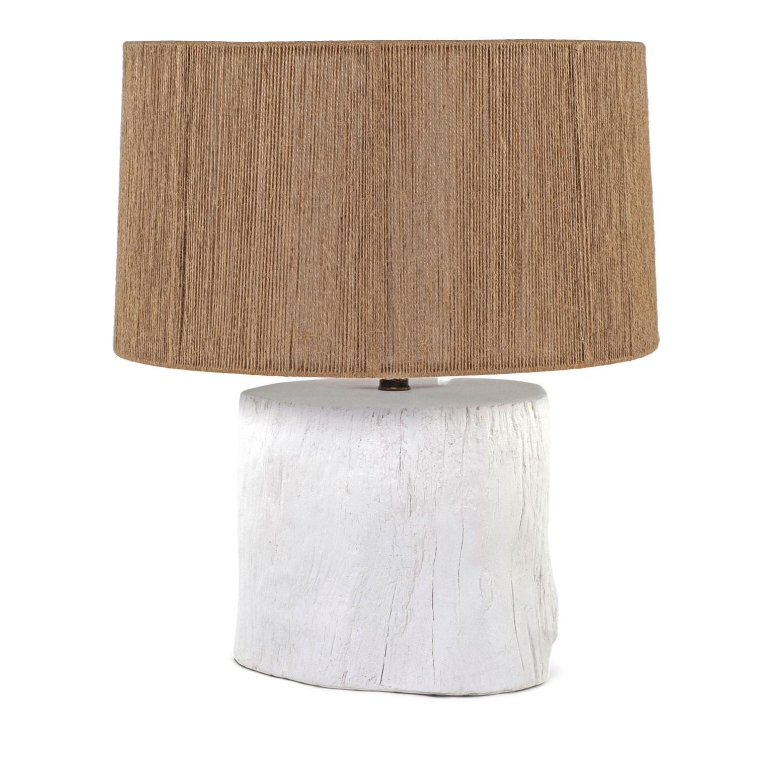 Cast Faux Bois 'Tree Stump' White Plaster Lamp For Sale