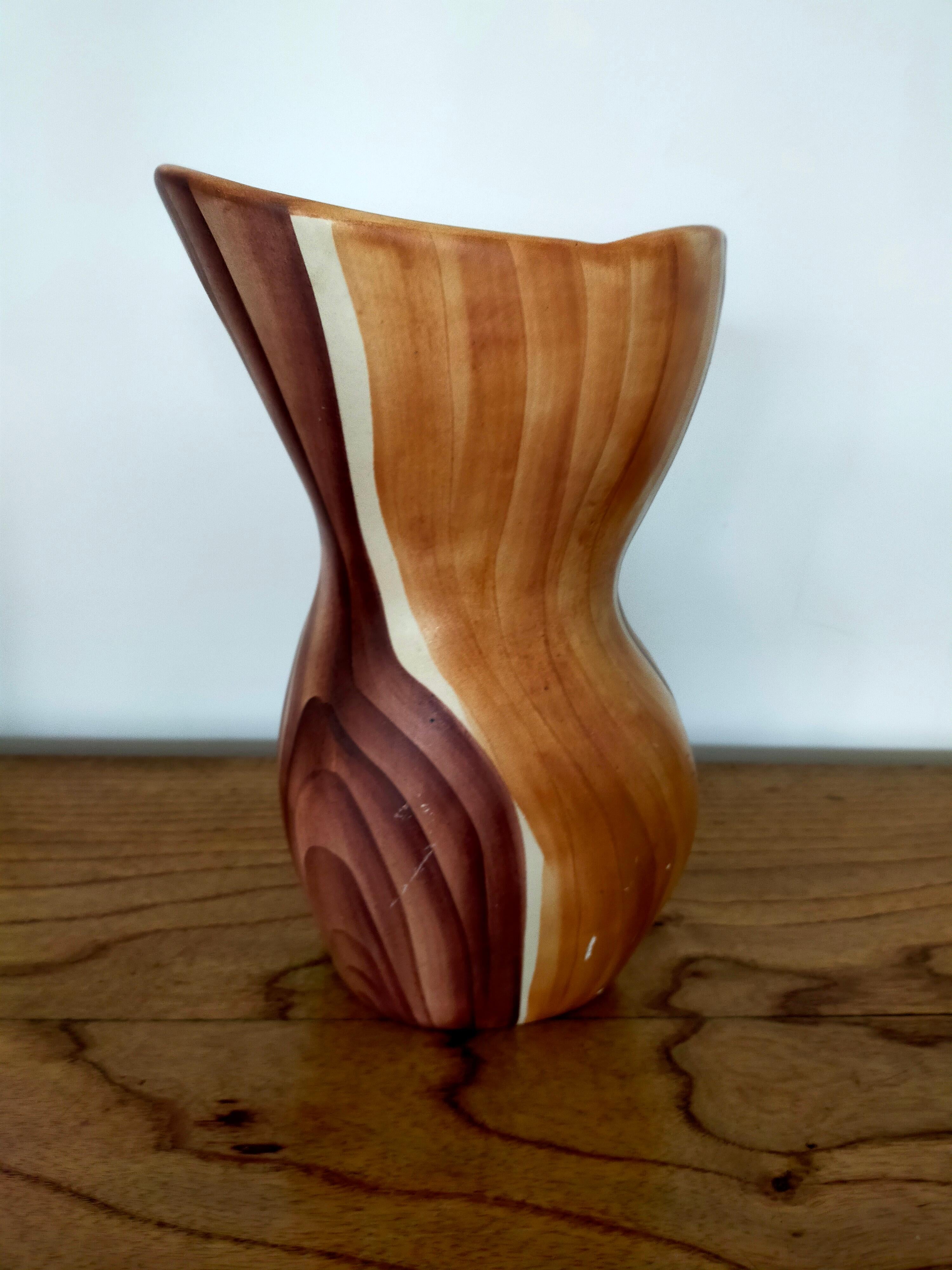 French Faux Bois Vase by Grandjean Jourdan Vallauris For Sale
