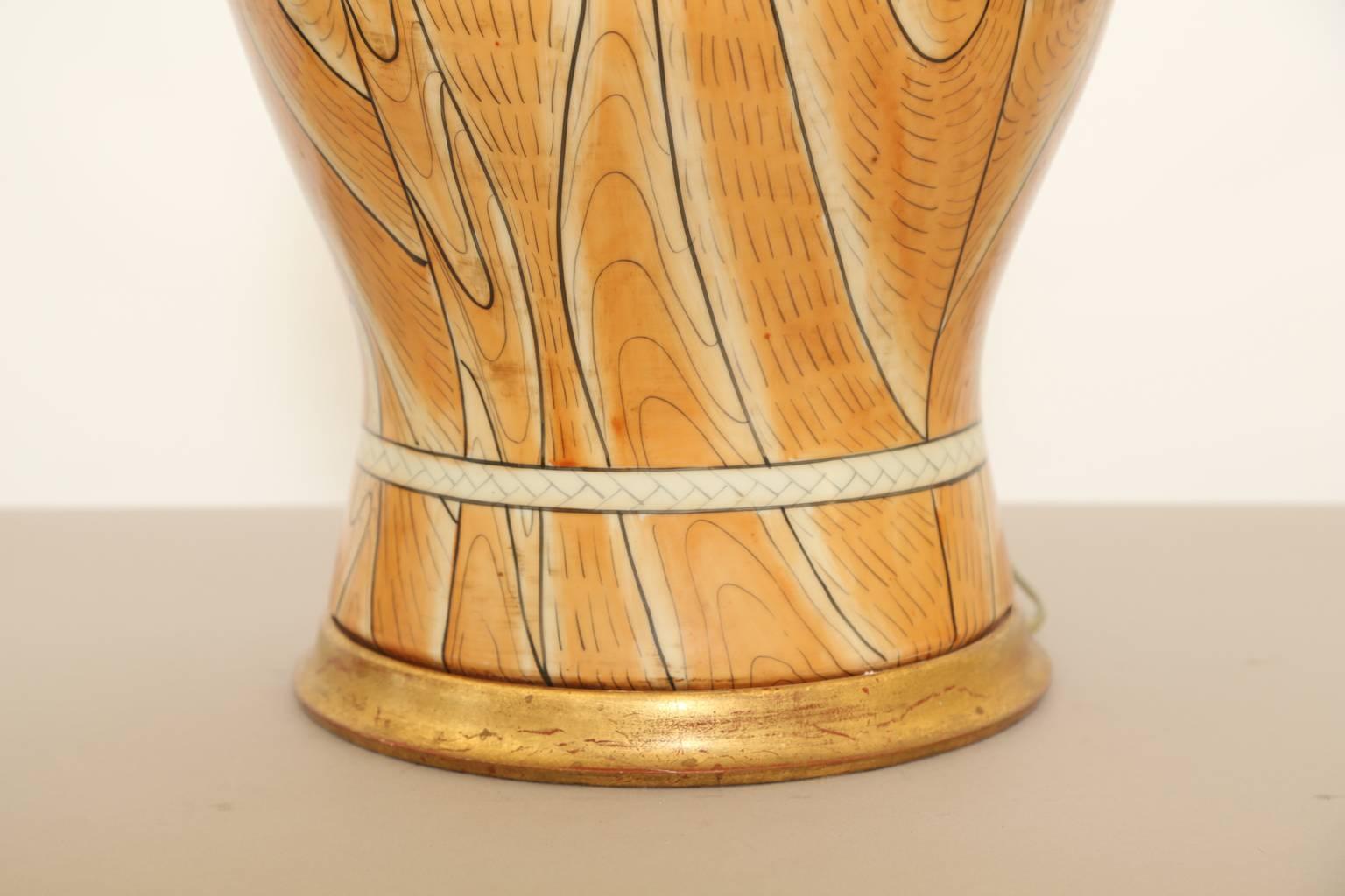 Italian Faux Bois Vase Lamp