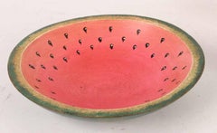 Faux Bois Watermelon Hand Painted Trompe l'Oeil Wood Platter & Stone Fruit Set