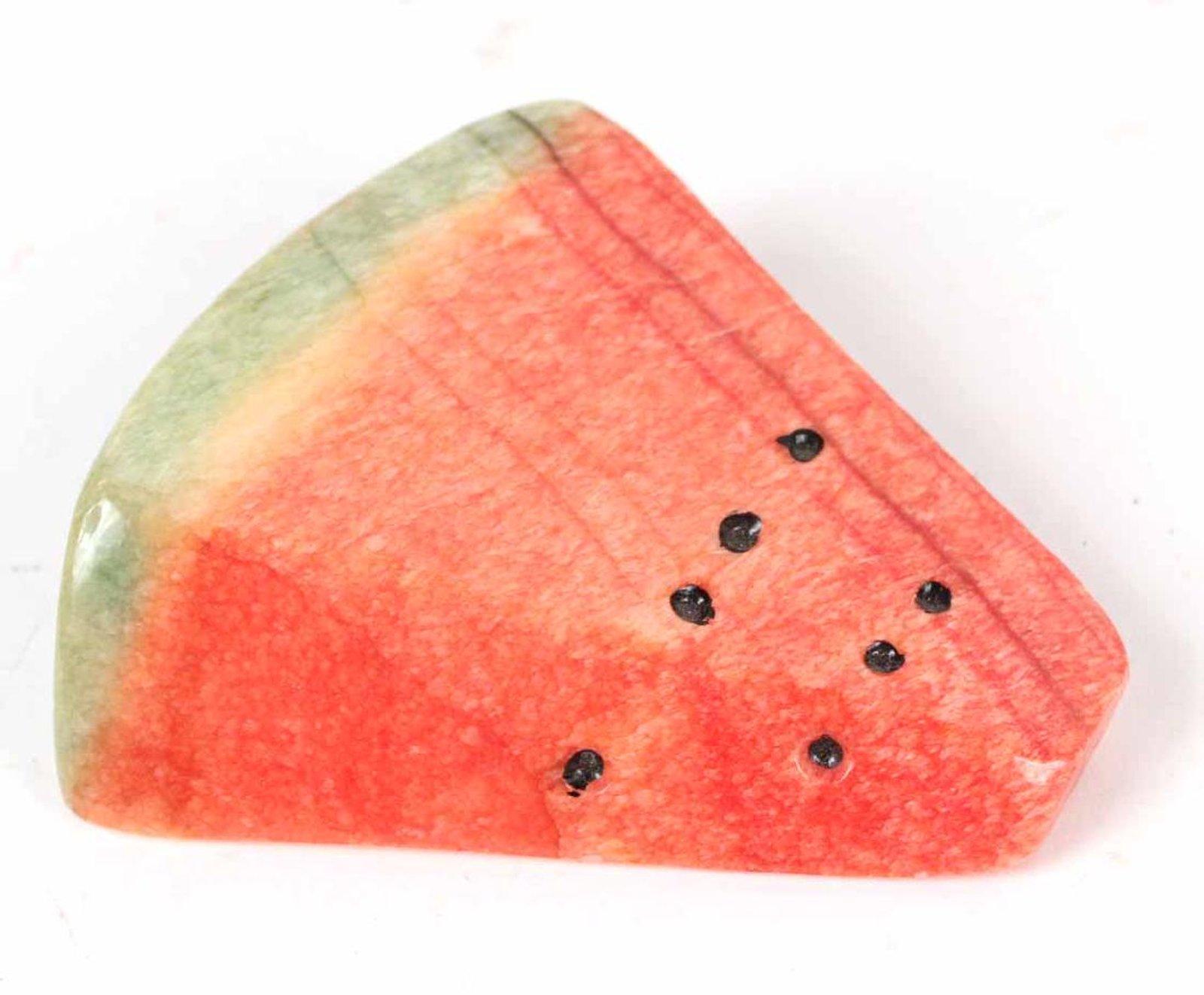 Faux Bois Wassermelone Handbemalte Trompe l'Oeil Holzplatte & Steinobst-Set im Zustand „Gut“ in Brooklyn, NY