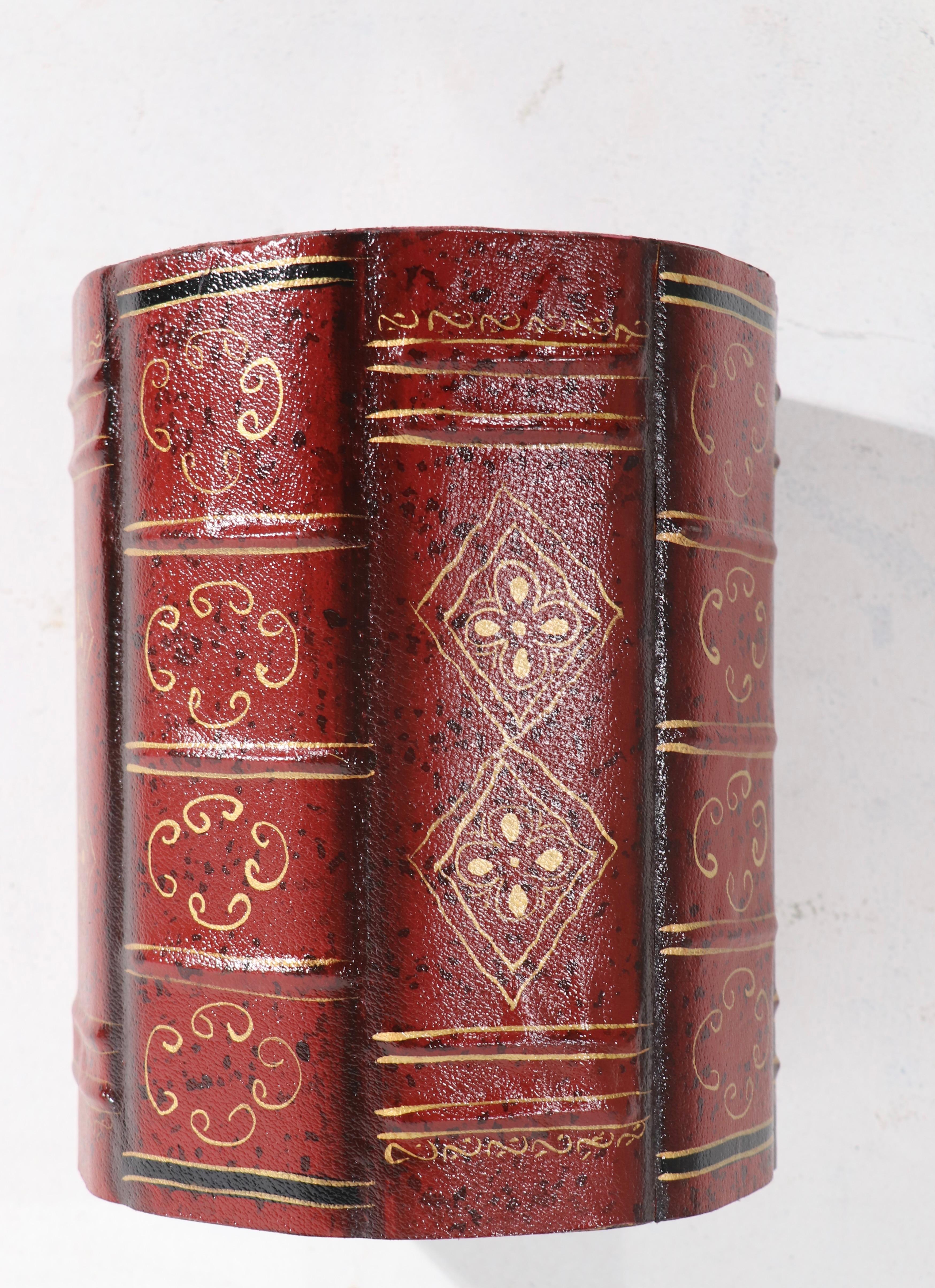 Hollywood Regency Faux Book Spine Trash Can Waste Can
