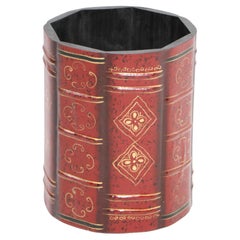 Vintage Faux Book Spine Trash Can Waste Can
