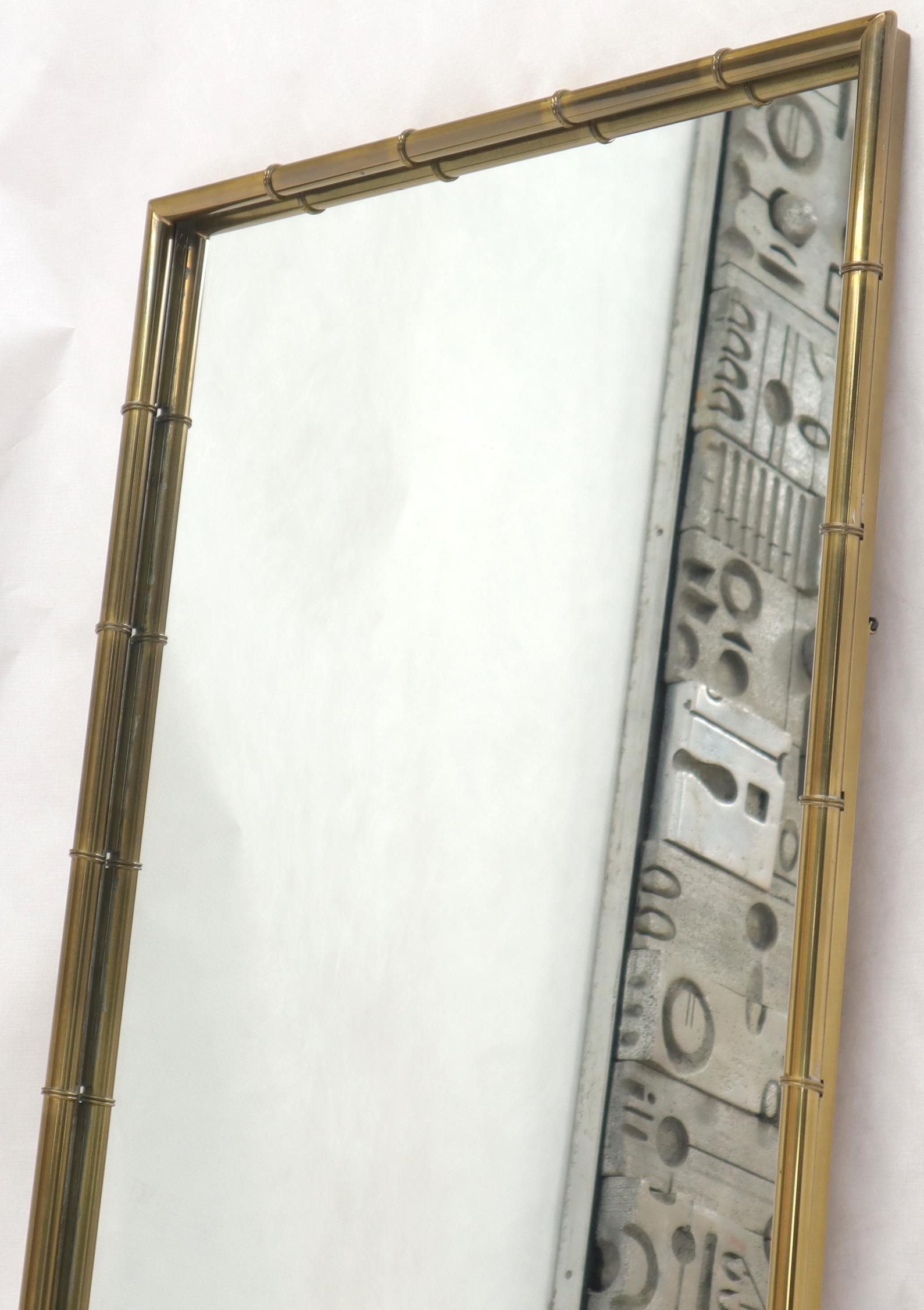 Mid-Century Modern Faux Brass Bamboo Frame Rectangular Mirror For Sale