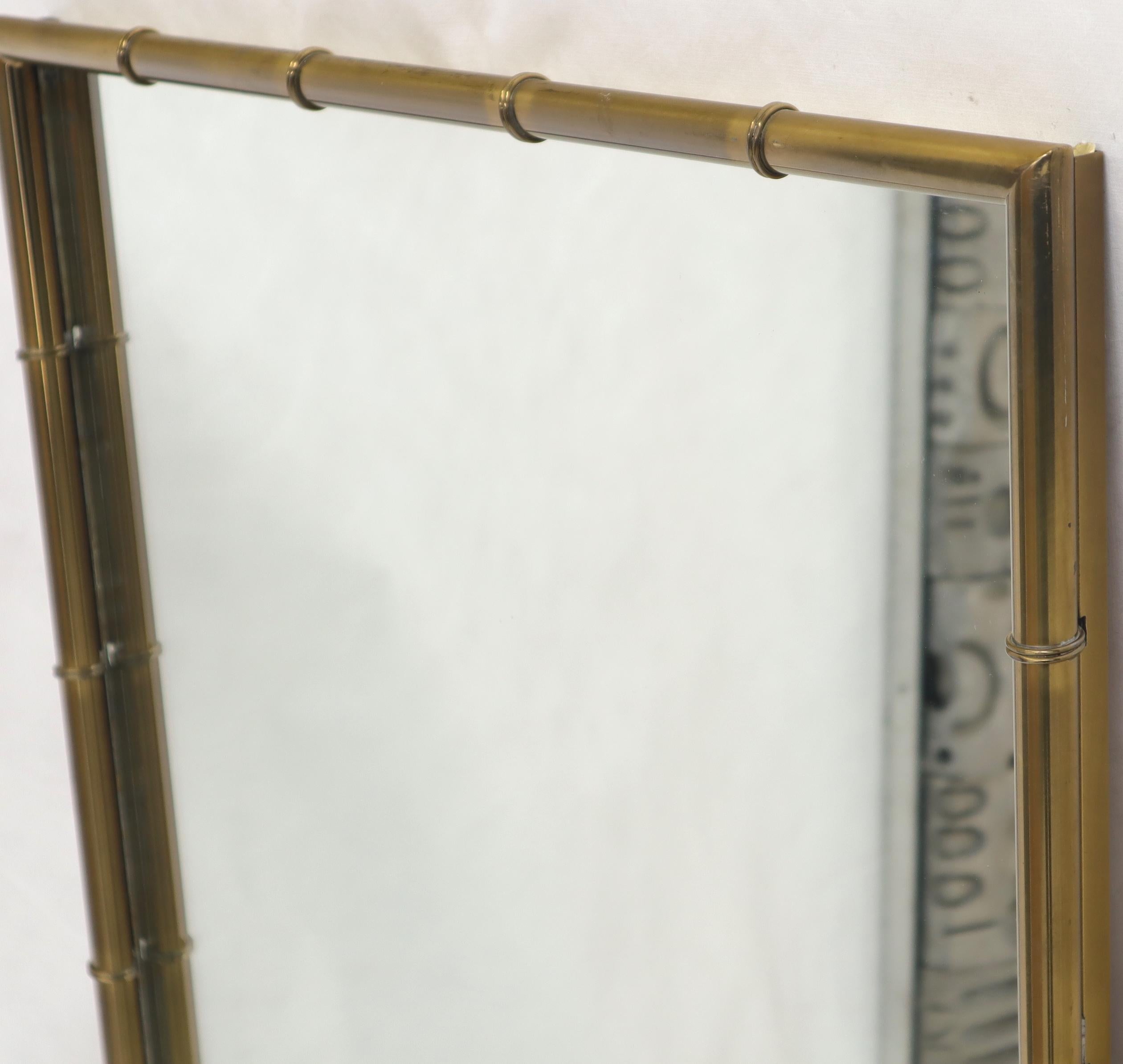 20th Century Faux Brass Bamboo Frame Rectangular Mirror For Sale