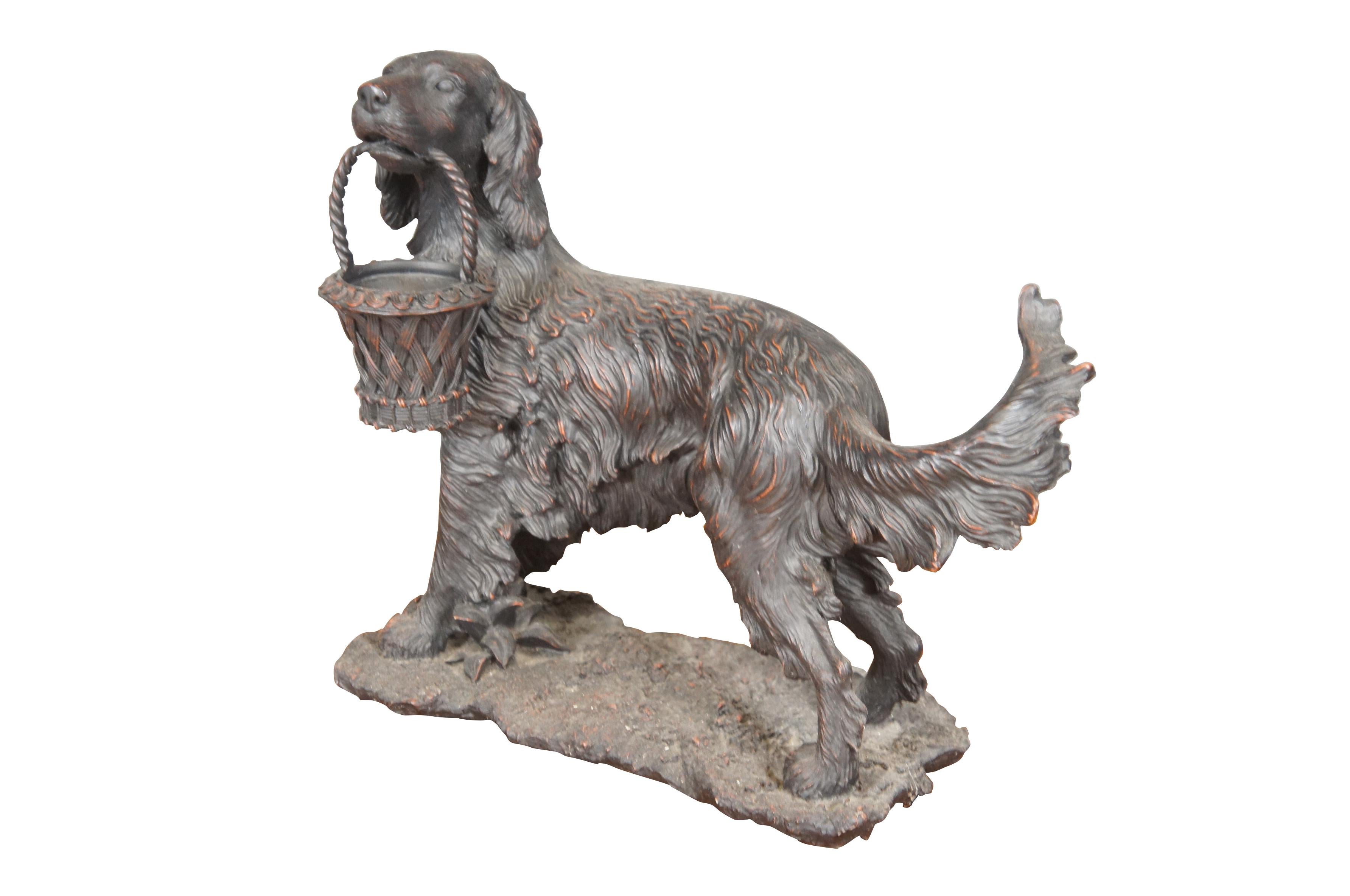 Faux Bronze Résine Setter Anglais Chien de chasse Panier Figurine Sculpture Expo 18
