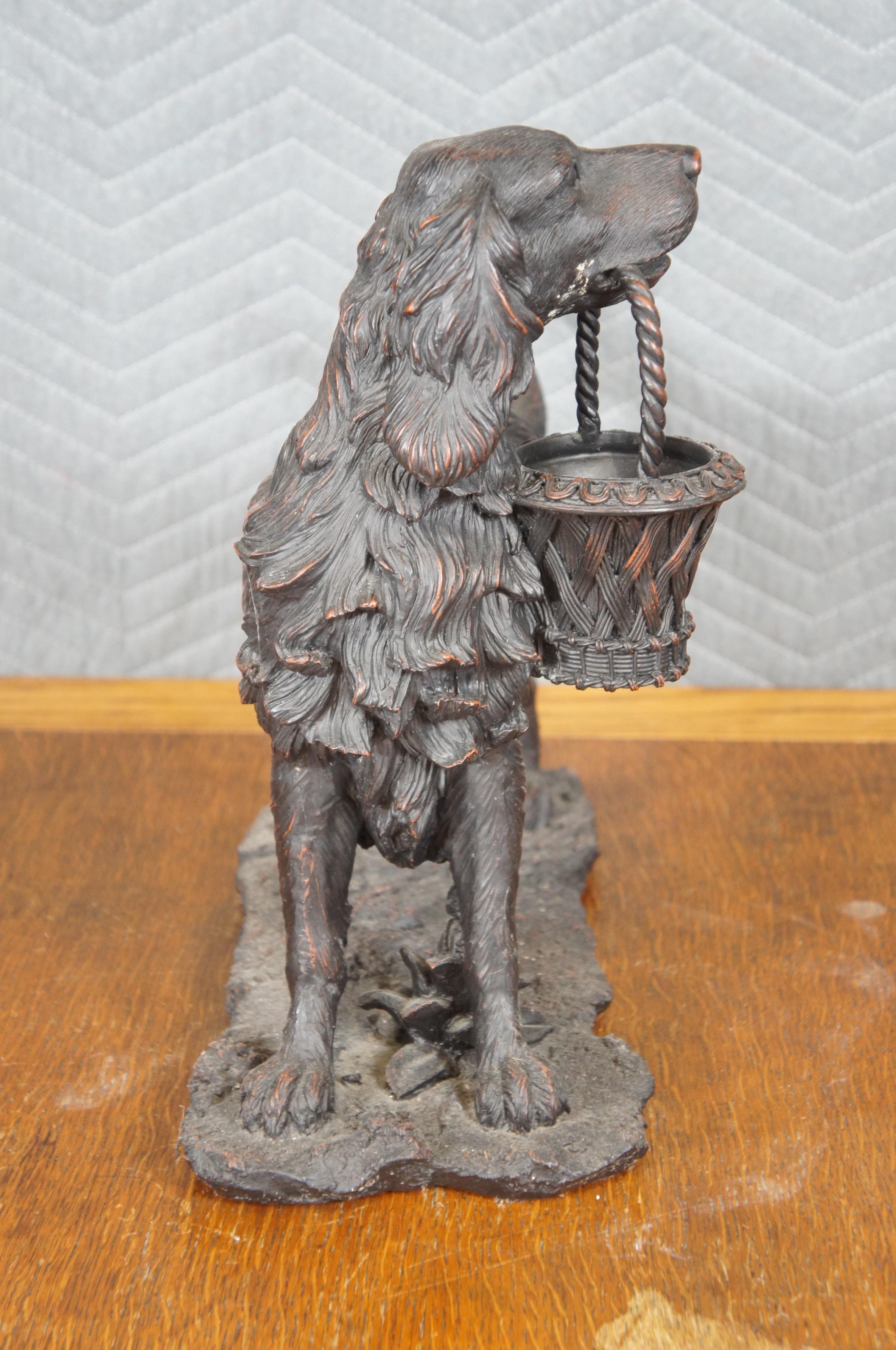 Faux Bronze Résine Setter Anglais Chien de chasse Panier Figurine Sculpture Expo 18
