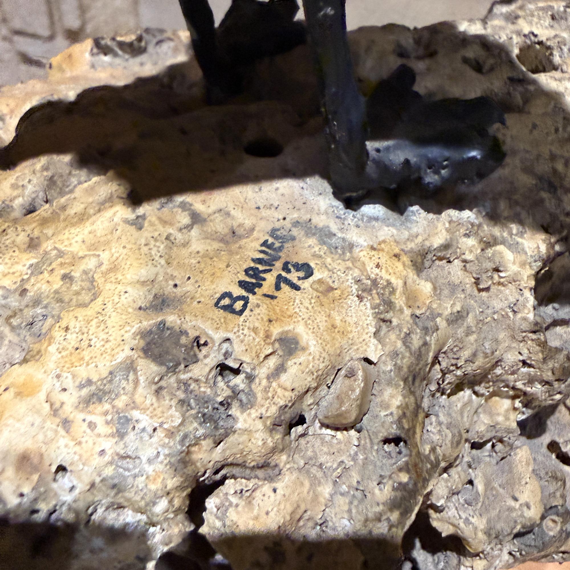 Composizione Scultura di gabbiano in bronzo finto su roccia vulcanica firmata Barnes 73 in vendita