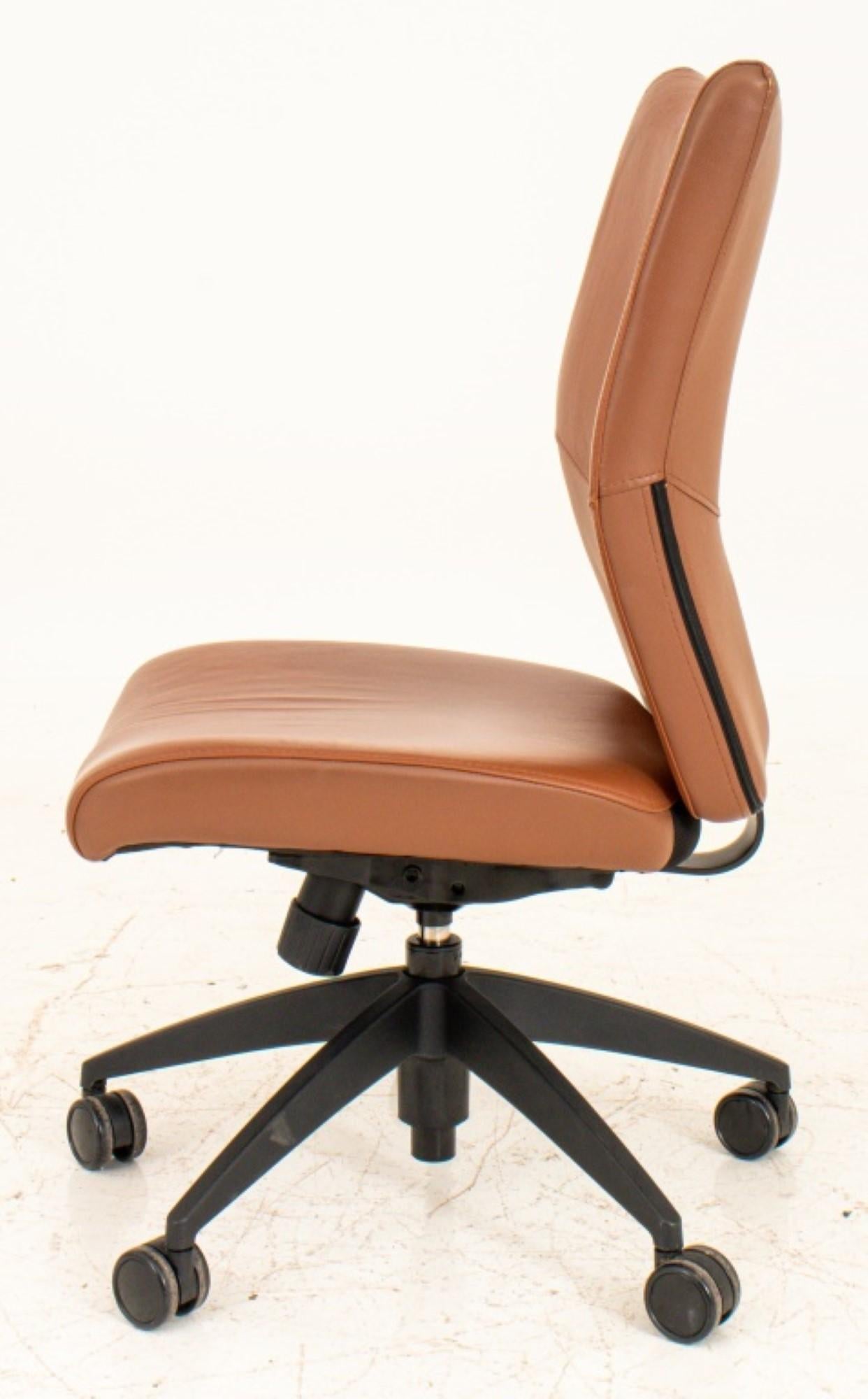 Faux Brown Leather Swivel Office Chair For Sale 4