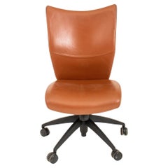 Faux Brown Leather Swivel Office Chair