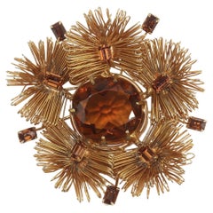 Faux Brown Topaz Pinecone Brooch, 1950's