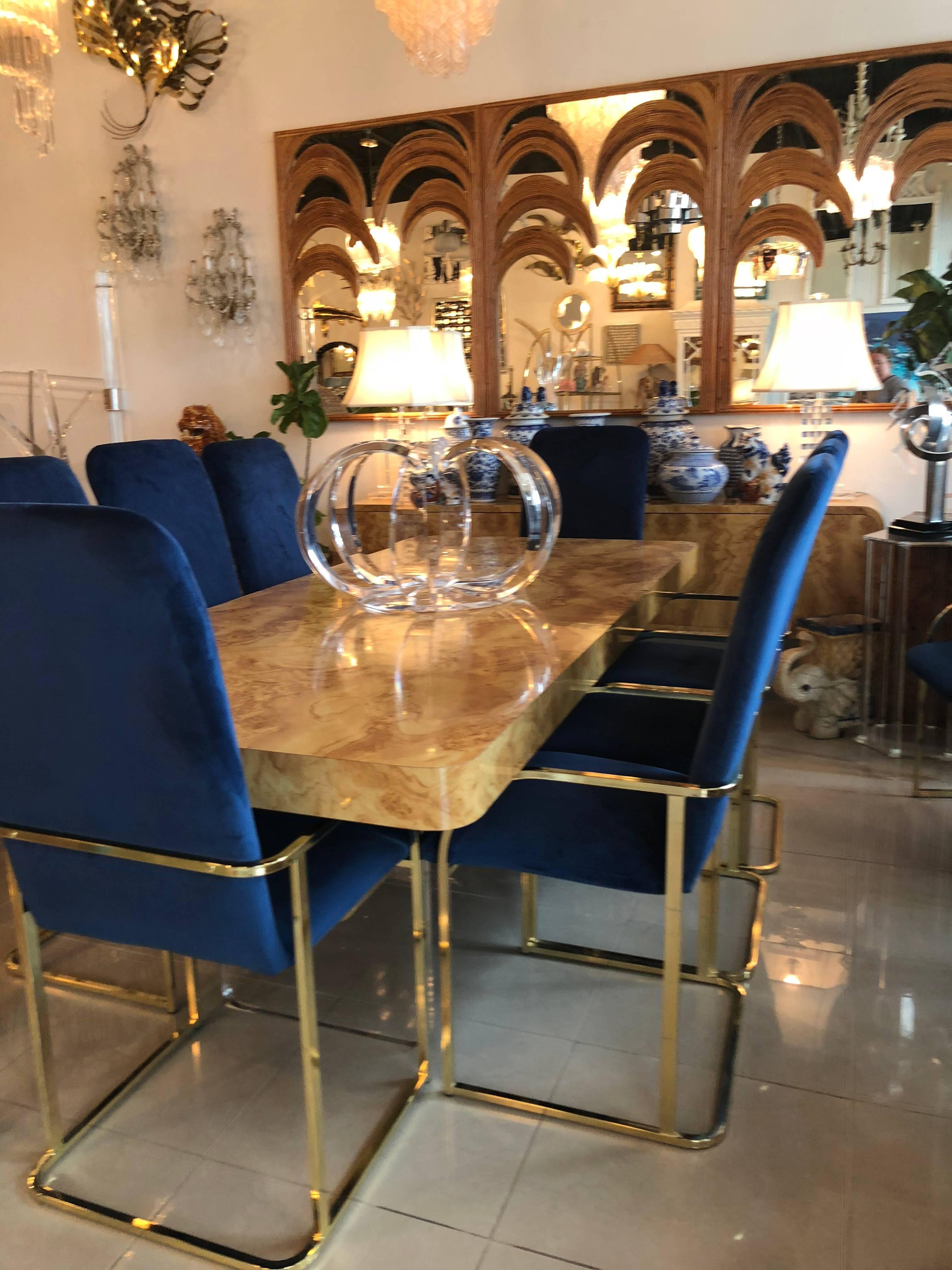 Faux Burl Wood and Lucite Dining Table In Good Condition In West Palm Beach, FL