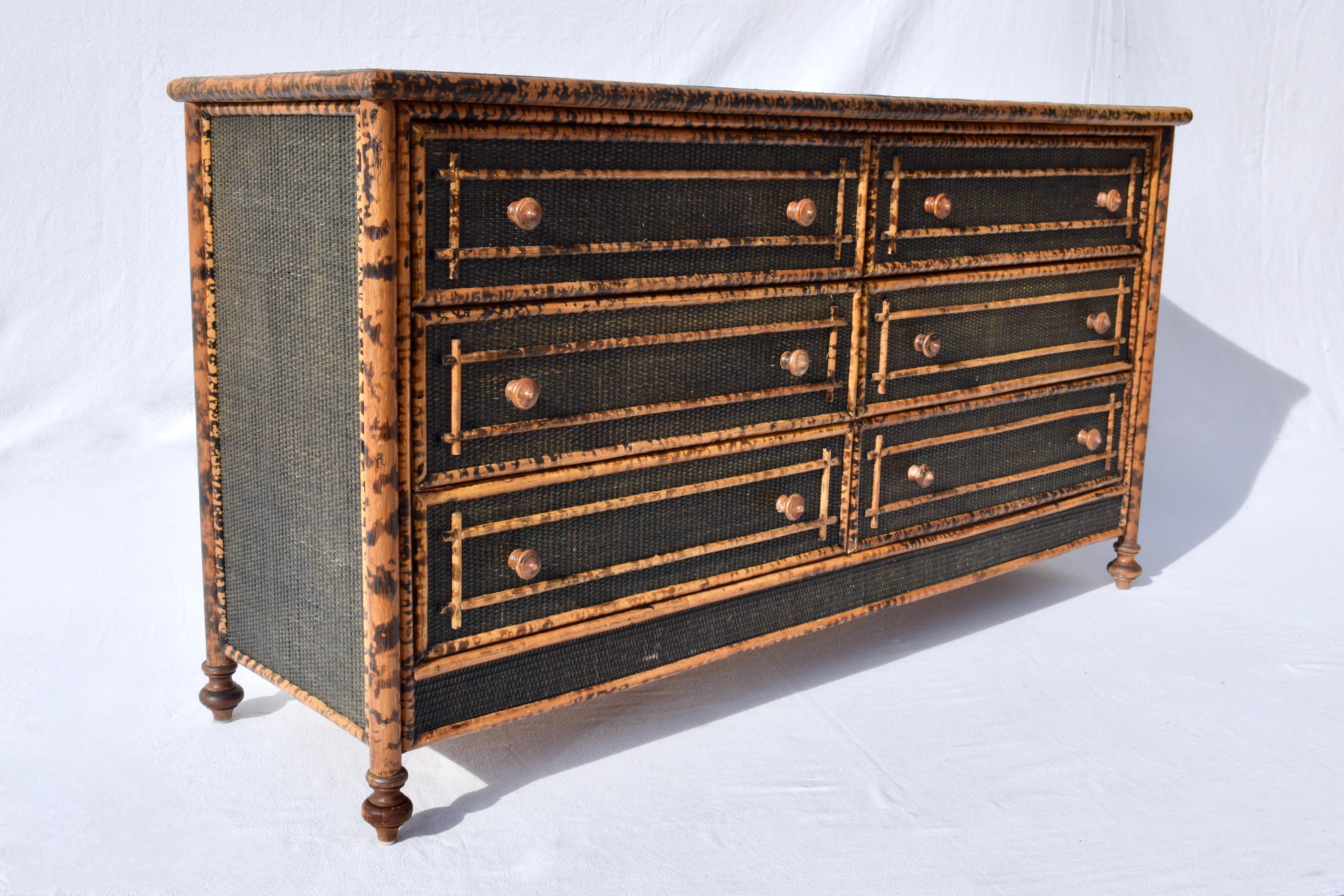 British Colonial style Tortoise Bamboo Chest of Drawers 7
