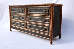 Commode en bambou tortue de style British Colonial
