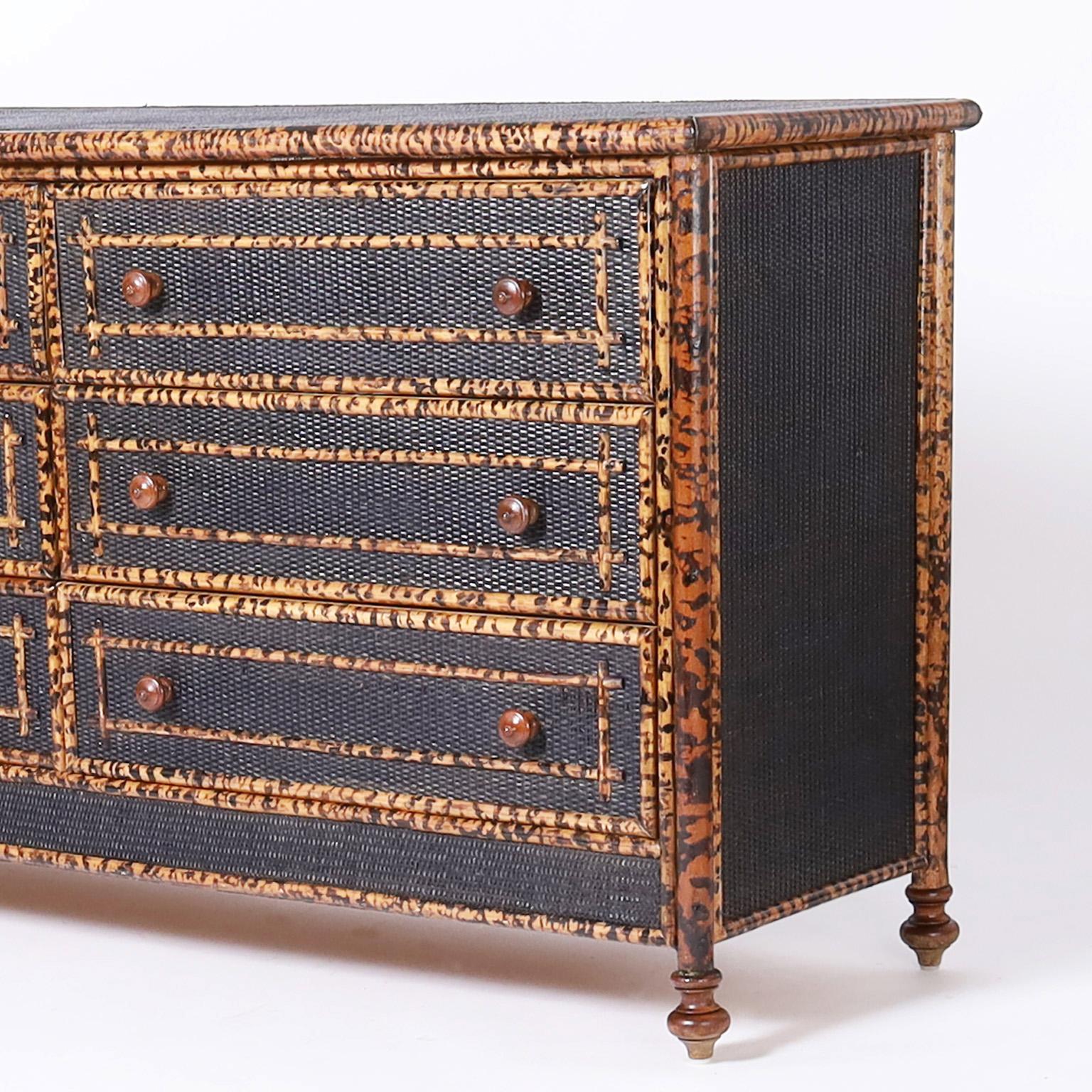 Philippine Faux Burnt Bamboo Chest of Drawers