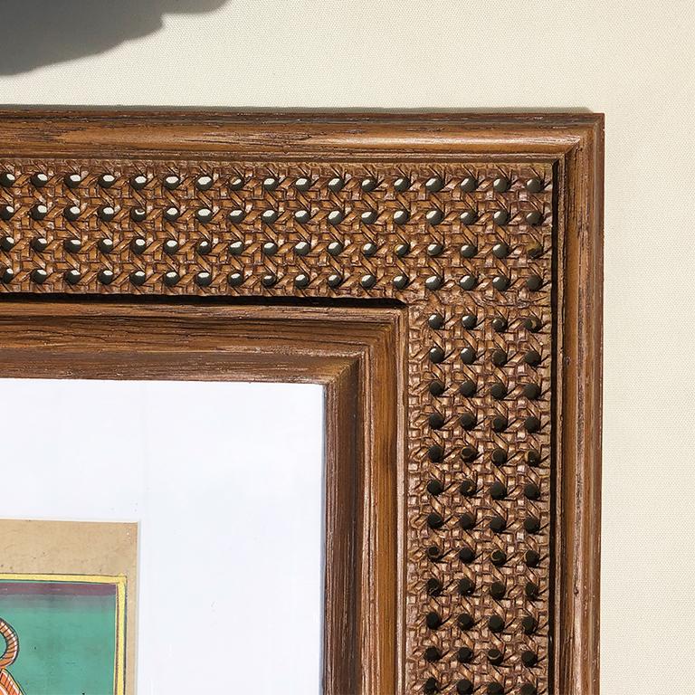 Faux Cane Photo Frame with Hand Painted Indian Tiger and White Oversize