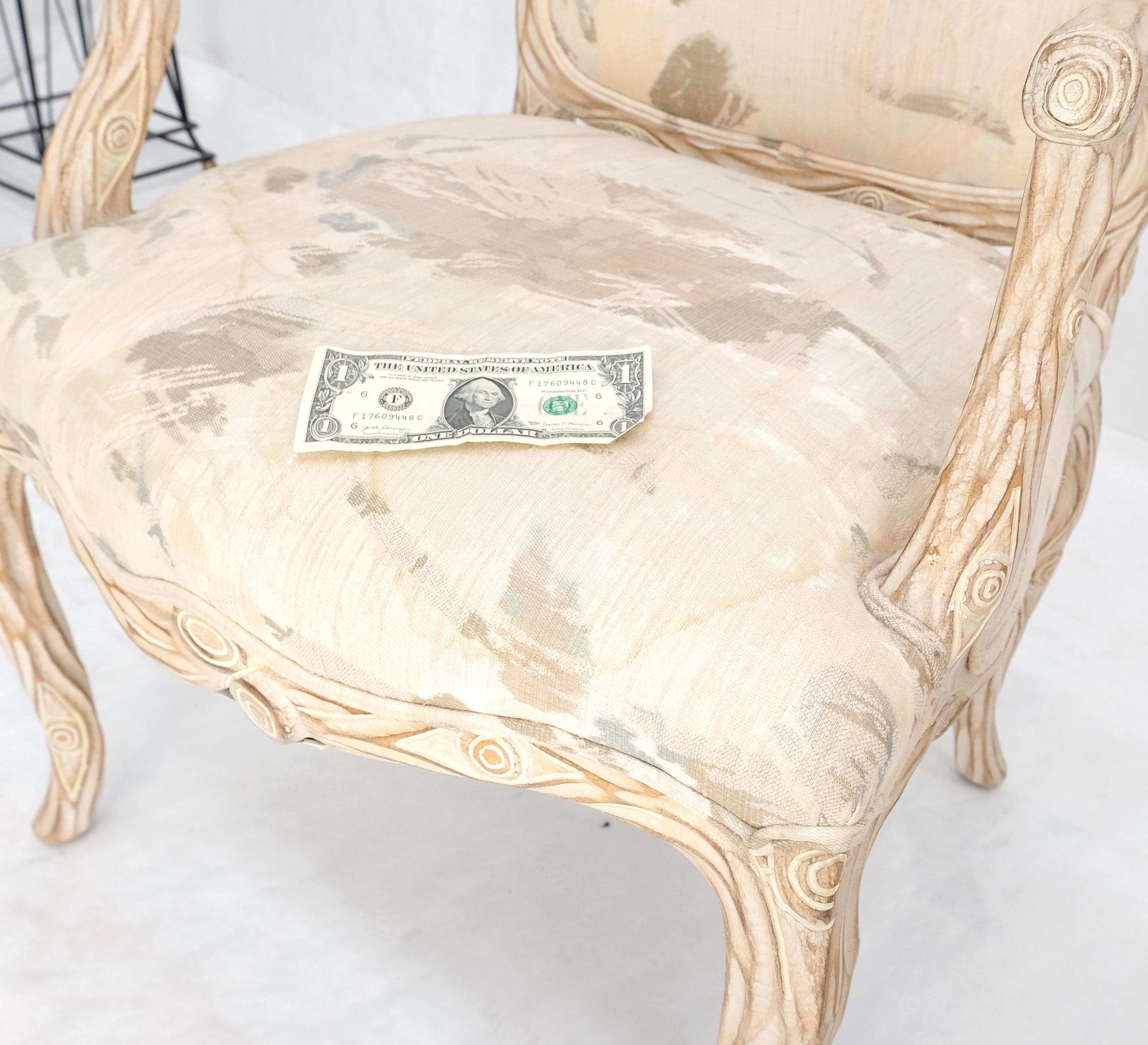 Poltrone da salotto a braccio in finto legno di ramoscello intagliato e a tema con l'occhio, White Wash MINT in vendita 5