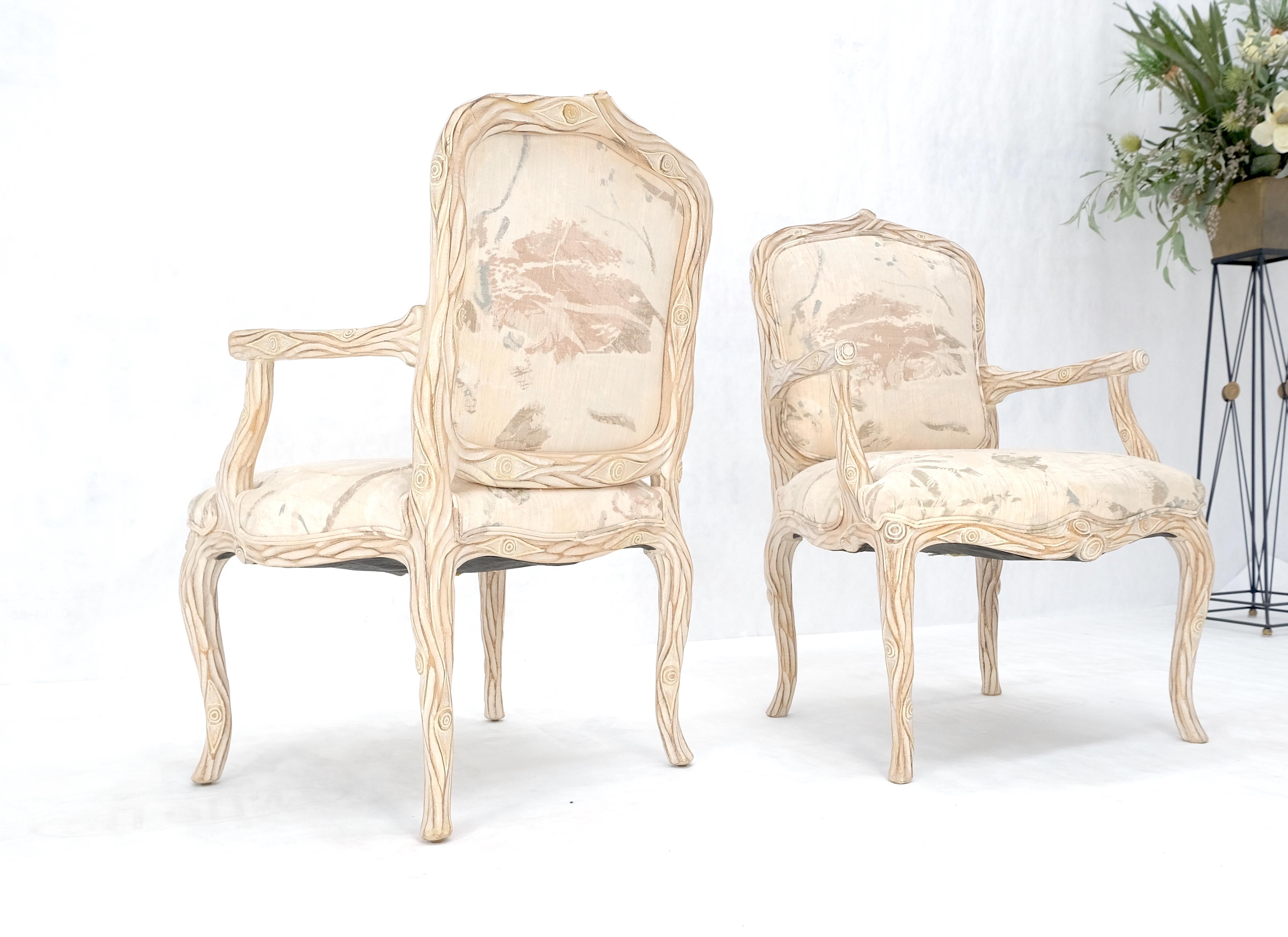 Faux Carved Zweigholz & Auge Thema Arm-Lounge- und Kamin-Sessel, weiß gewaschen, MINT (Moderne der Mitte des Jahrhunderts) im Angebot