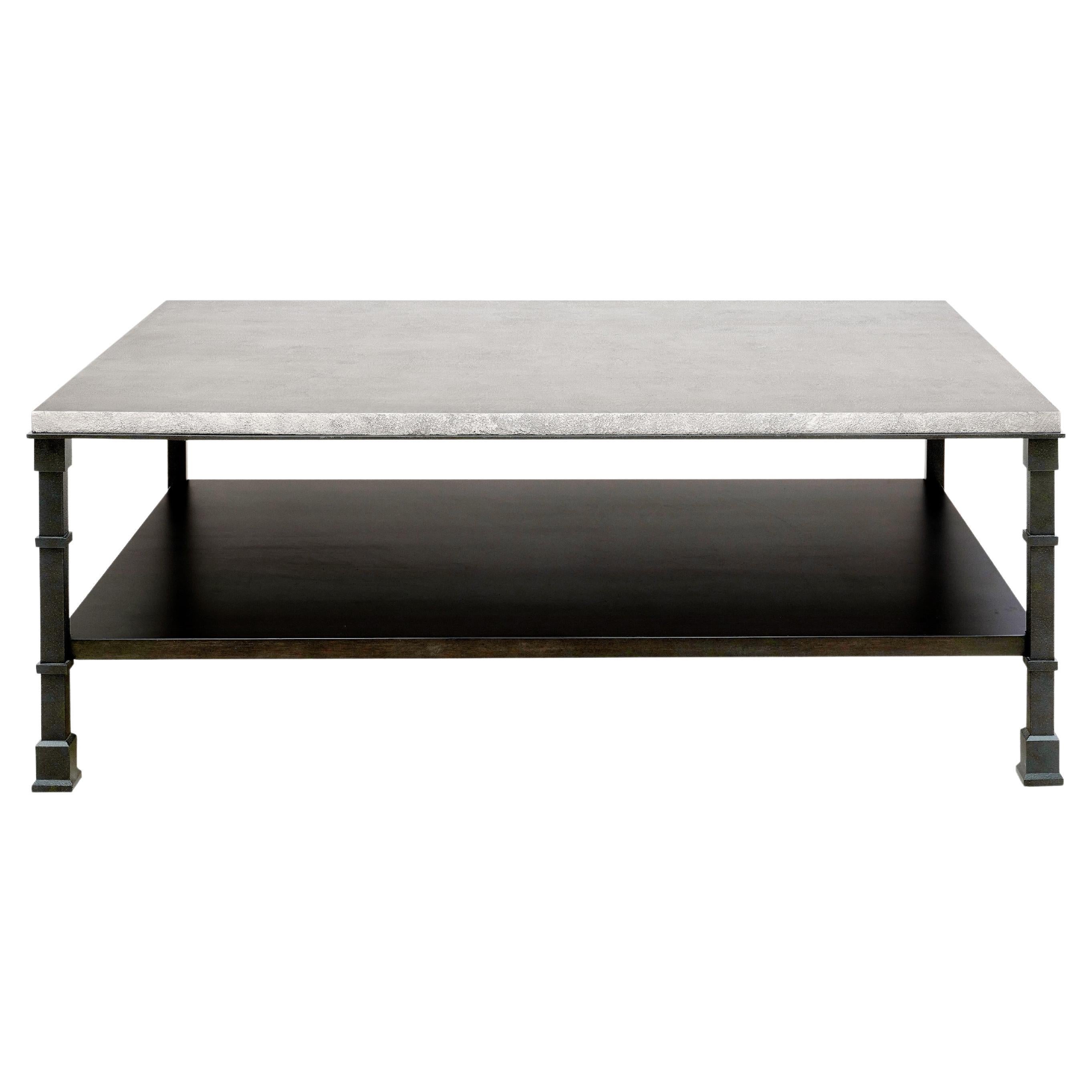 Faux Concrete with Steel Frame Coffee Table, Morrison, by Bunny Williams Home For Sale
