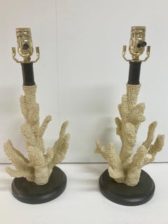 Faux Coral Boho Chic Table Lamps, a Pair