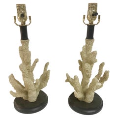 Pareja de lámparas de mesa Boho Chic de coral sintético
