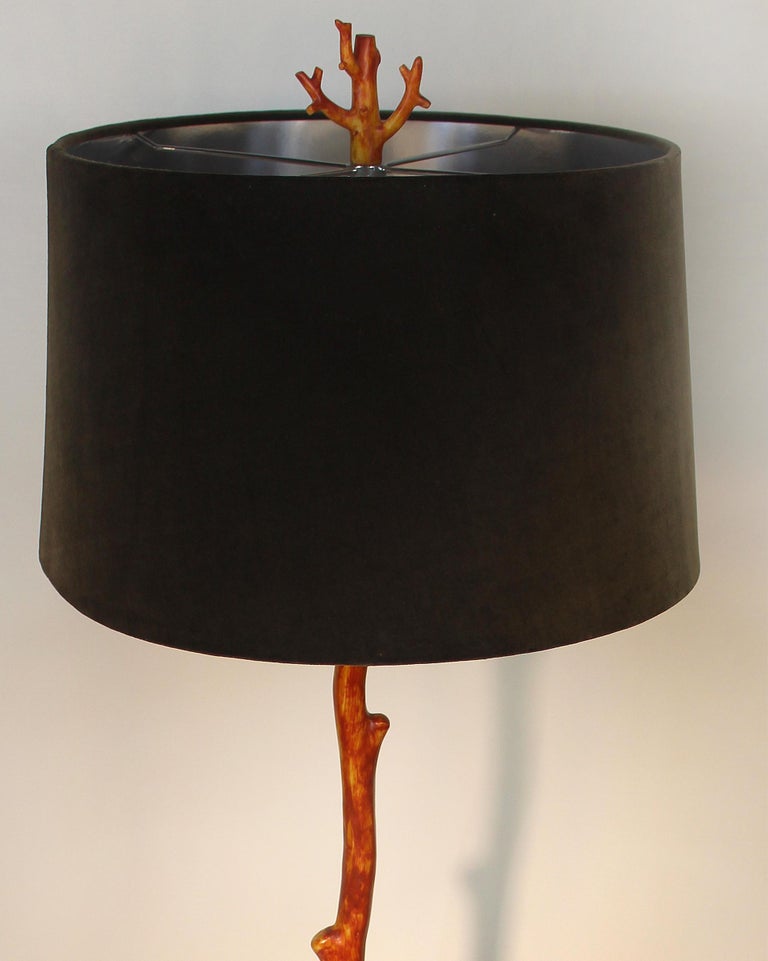 Faux Coral Floor Lamp with Lucite Base at 1stDibs