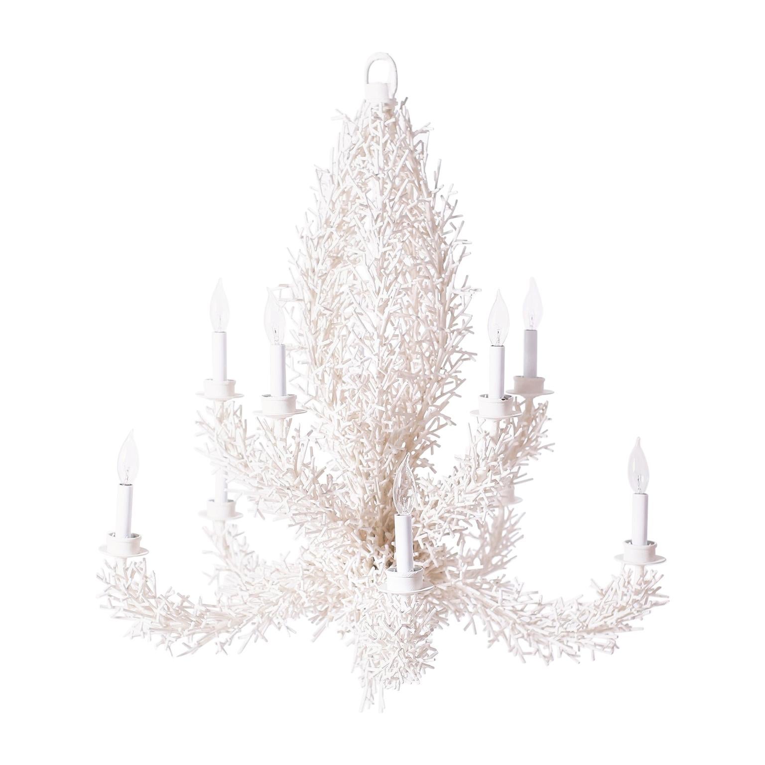 Faux Coral Iron Chandelier