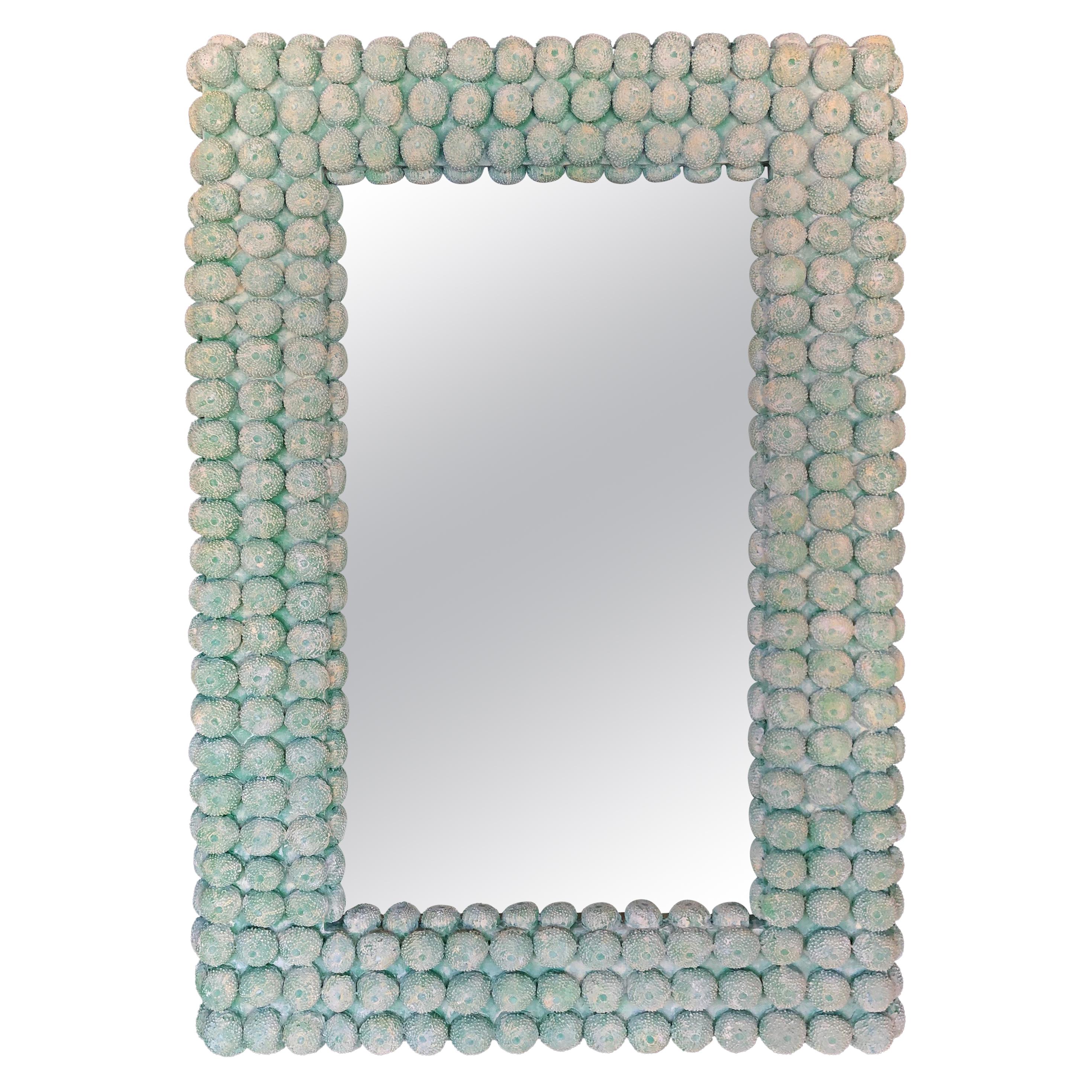 Faux Coral Mirror in Green For Sale