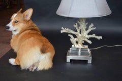 Faux Coral Table Lamps in Silver