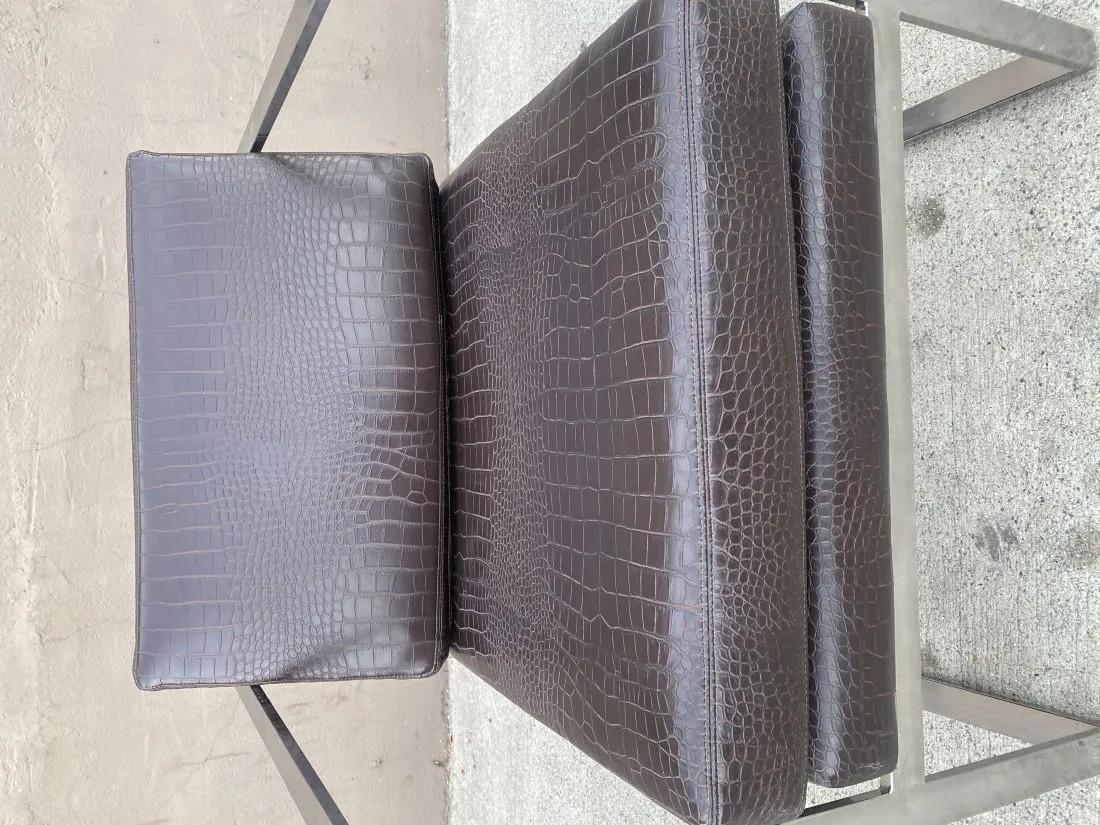 Modern Faux Crocodile Milo Baughman Style Chairs, a Pair For Sale