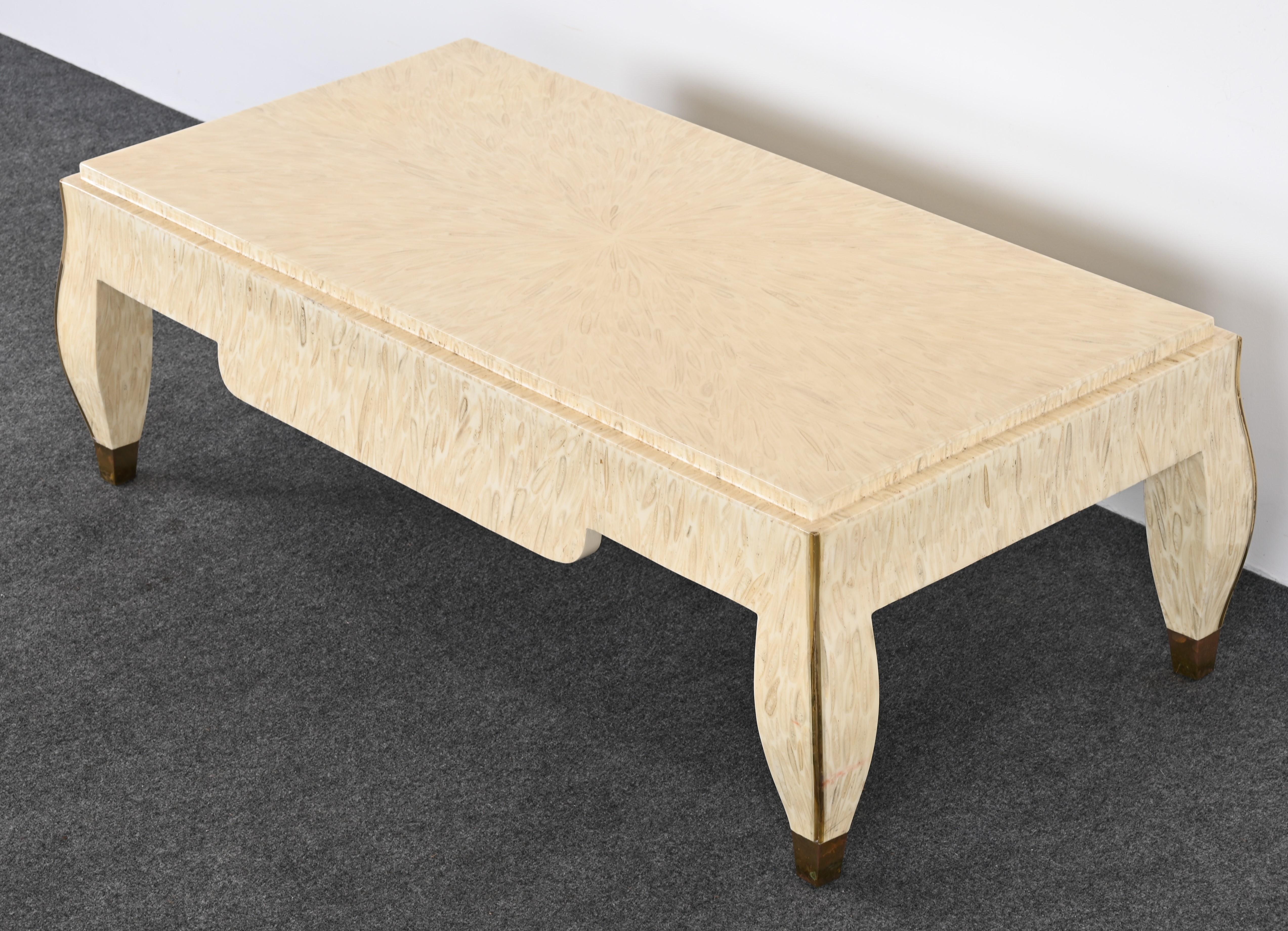 Late 20th Century Organic Material and Brass Coffee Table by Enrique Garcel, 1980s For Sale