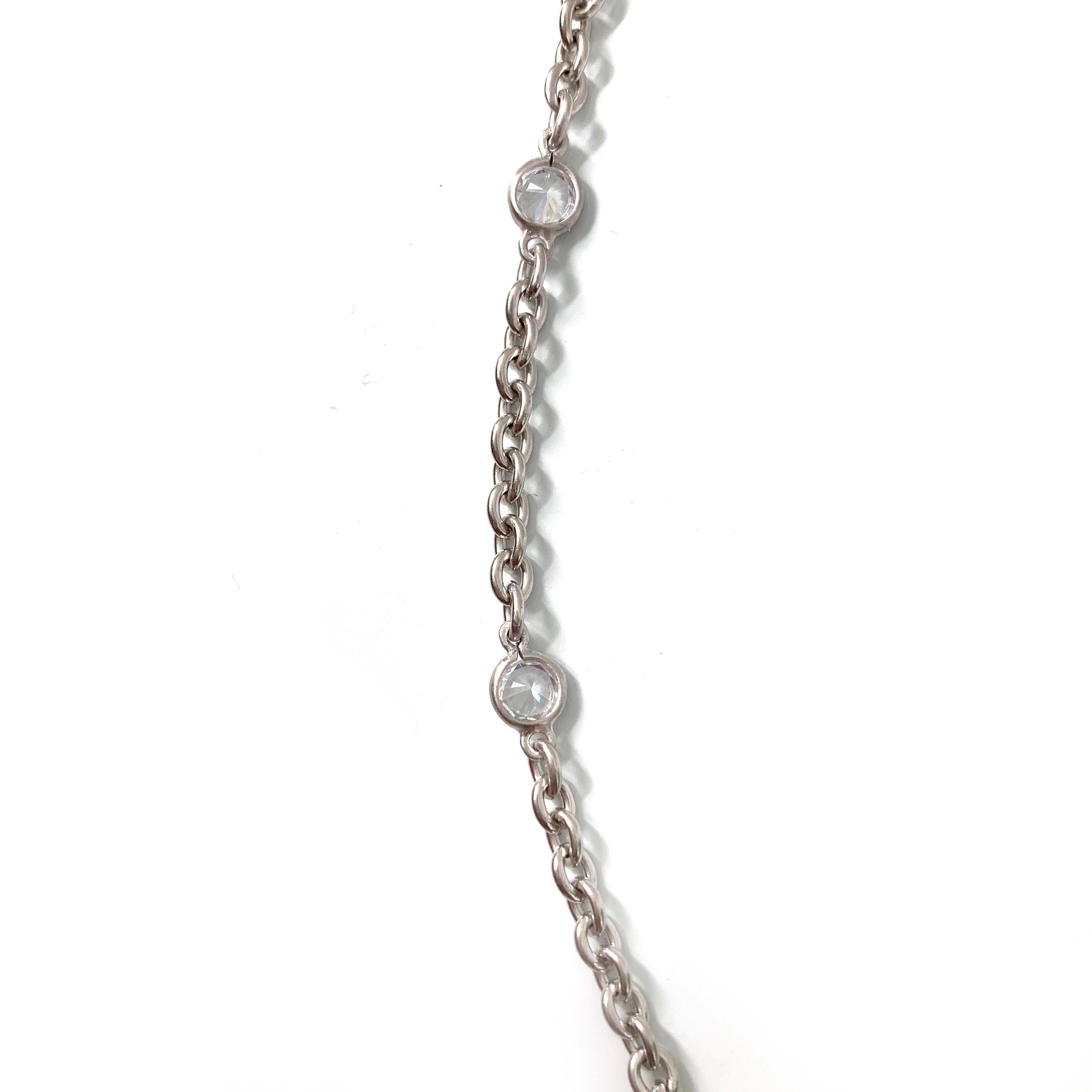 Long collier en argent sterling simulé avec diamants au mètre 36