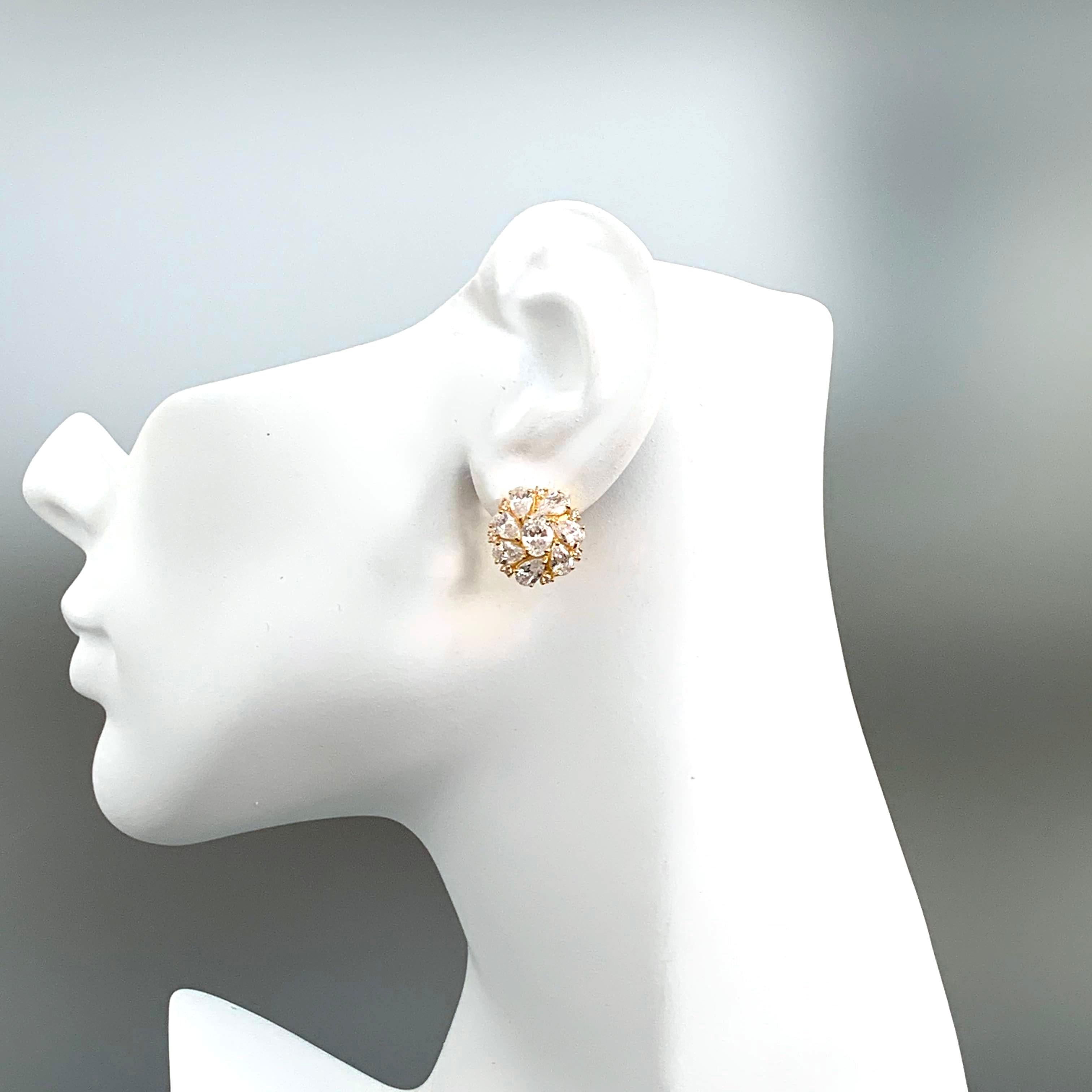 Women's Simulated Diamond Cluster Vermeil Earrings For Sale