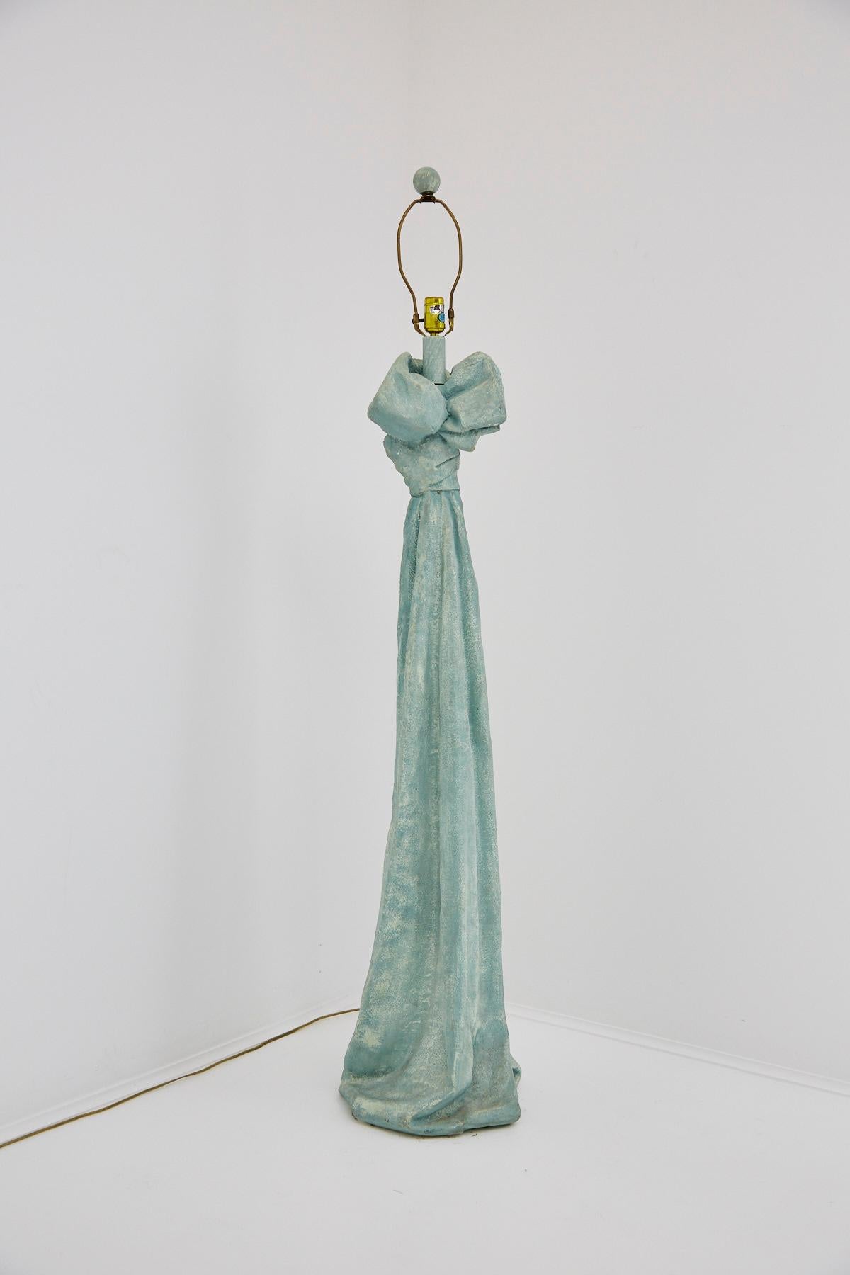 American Faux Draped Fabric Floor Lamp in the Manner of John Dickinson, 1980s