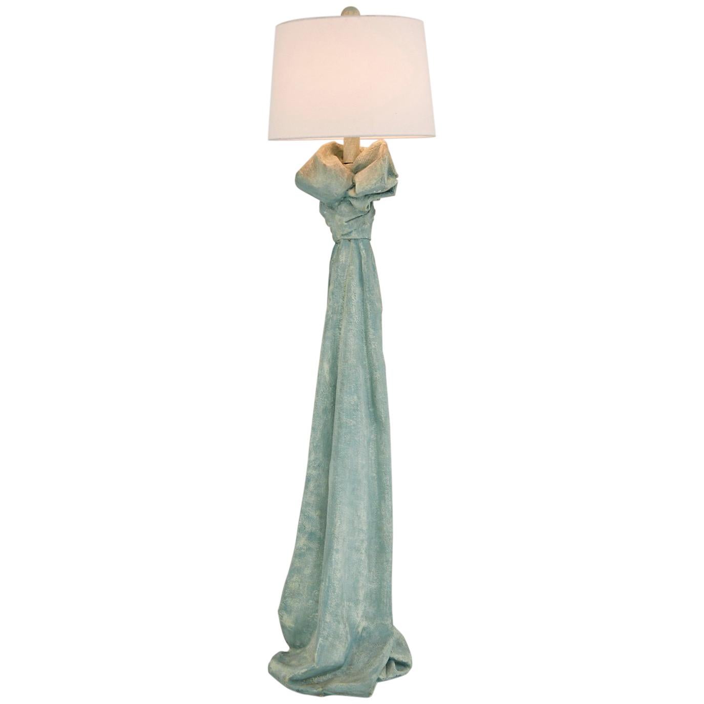 Faux Draped Fabric Floor Lamp in the Manner of John Dickinson, 1980s
