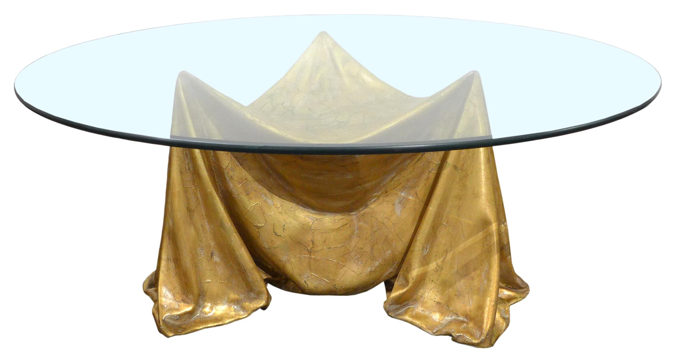 American Faux Draped-Fabric Trompe L'oeil Coffee Table For Sale