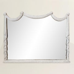 Faux Drapery Carved-Wood Overmantel Mirror