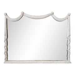 Faux Drapery Carved-Wood Overmantel Mirror