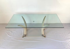 Faux Elephant Tusk and Lucite Table