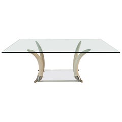 Faux Elephant Tusk and Lucite Table