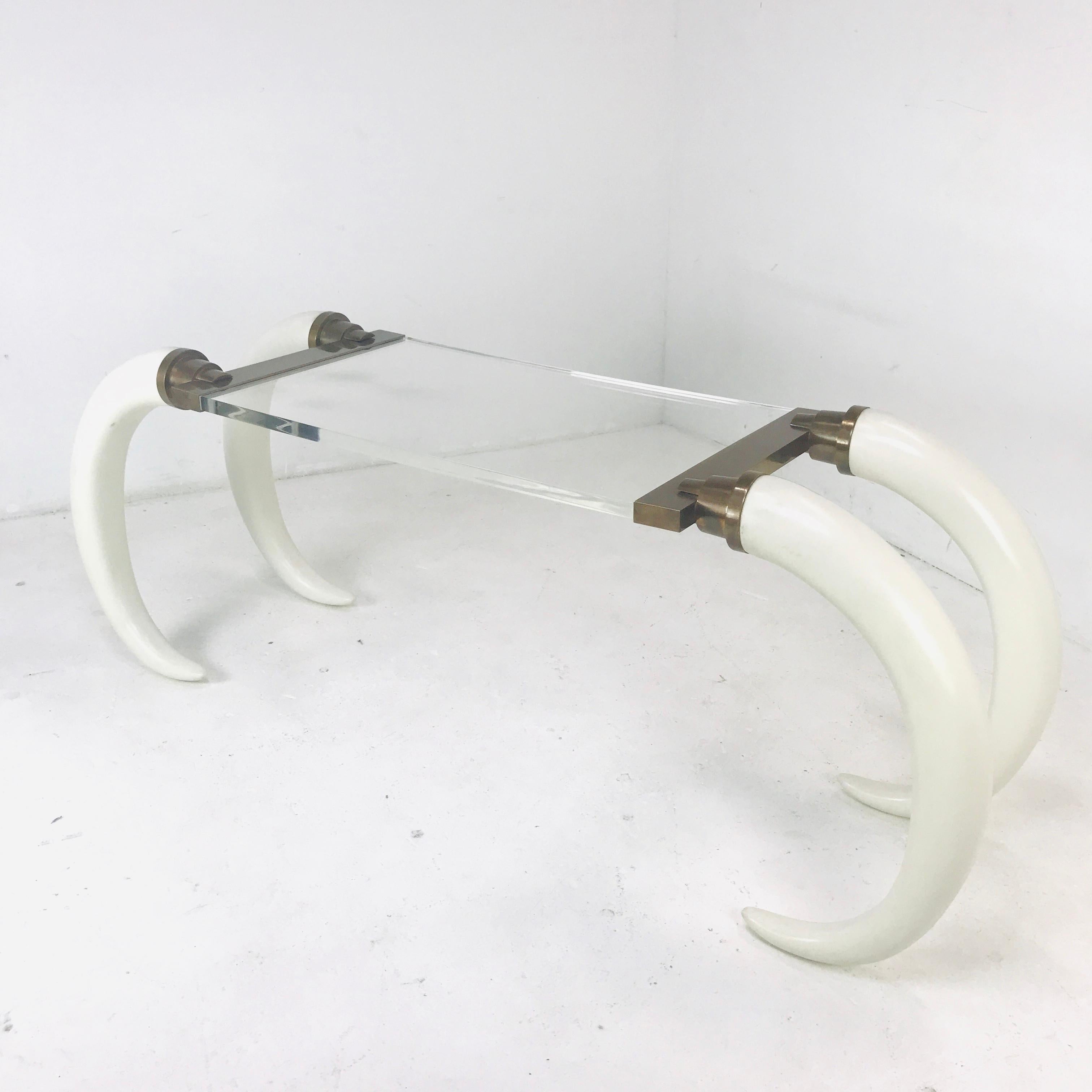 Faux Elephant Tusk Table In Good Condition In Dallas, TX