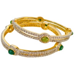 Faux Emerald Cubic Zircon Bangles