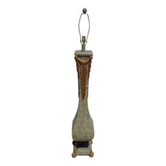 Faux Finish Green Painted Floor Lamp with Gilt Accents